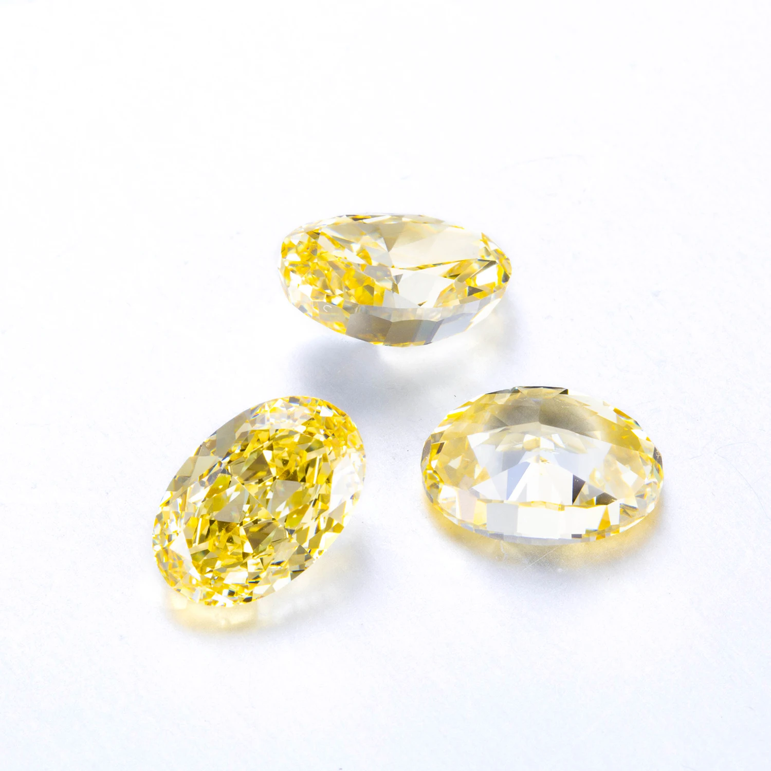 CZ Cubic Zircon Ice Crush Cut Fancy Vivid Yellow Oval Radiant Emerald Shape Synthetic Diamond Loose Gemstone