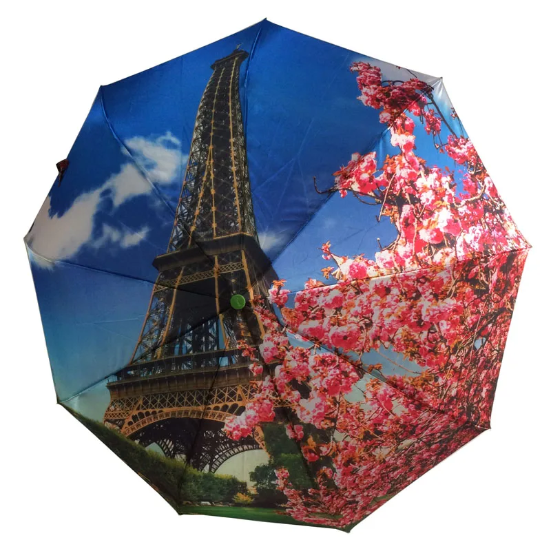 

Women's Automatic Umbrella 117CM Folding Umbrella(Satin Fabric,9Resin Ribs,Photo Print,Strong Windproof Waterproof)For Rainy day