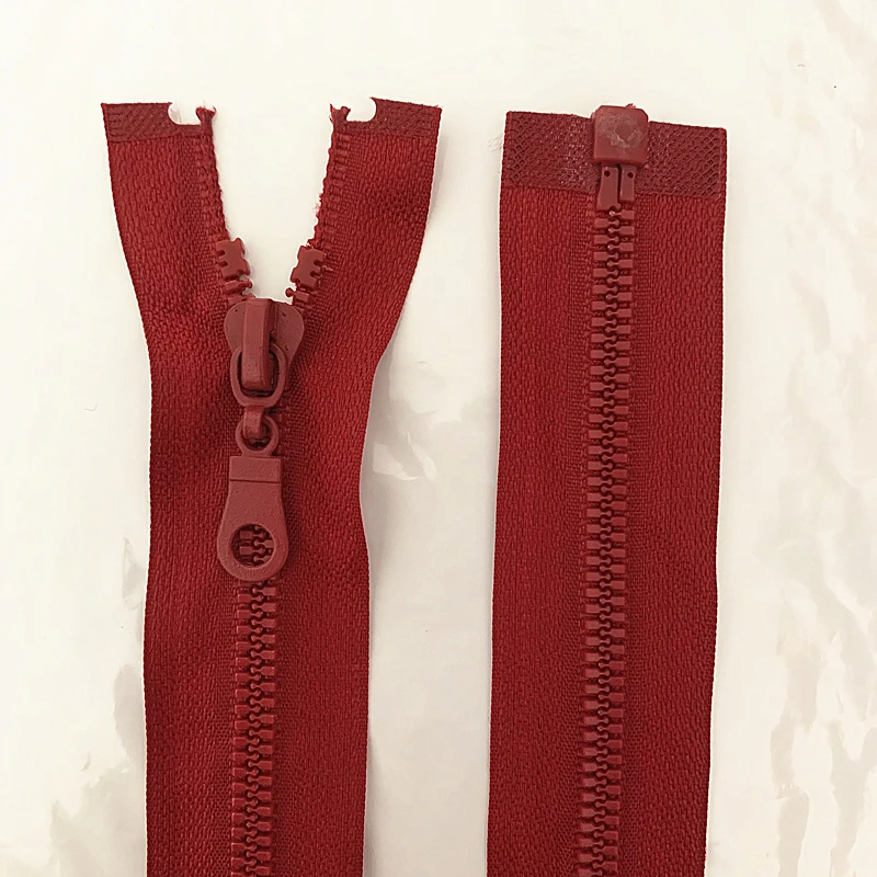 2pcs 5# Wine red 25/30/35/40/50/55/60/70 cm detachable resin zipper opening automatic ecological locking plastic zipper sewing