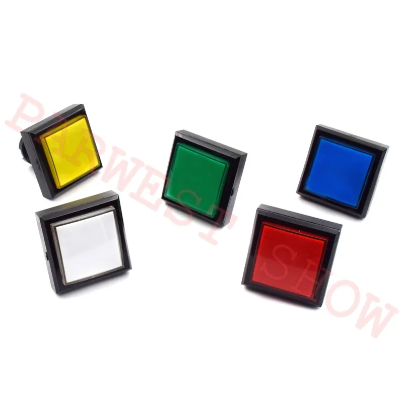 5pcs/Lot 44*44mm LED Illuminated Arcade Button 12V Square Push Button with Micro Switch for Coin Operated Games (5 colors)