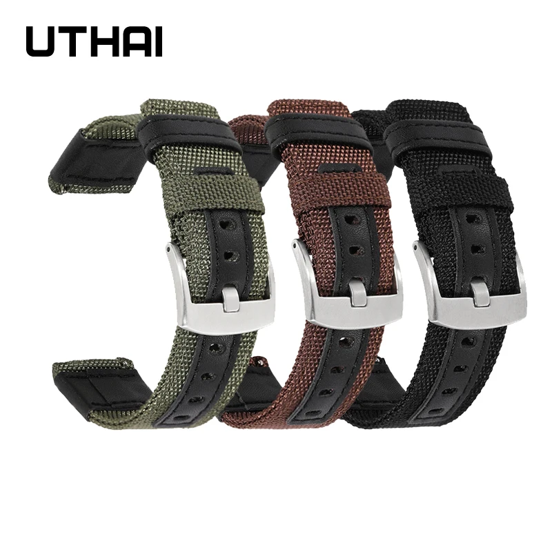 Watchbands 18mm 24mm 22mm 20mm watch strap Nylon leather extension strap For Samsung S3/Huami Canvas strap