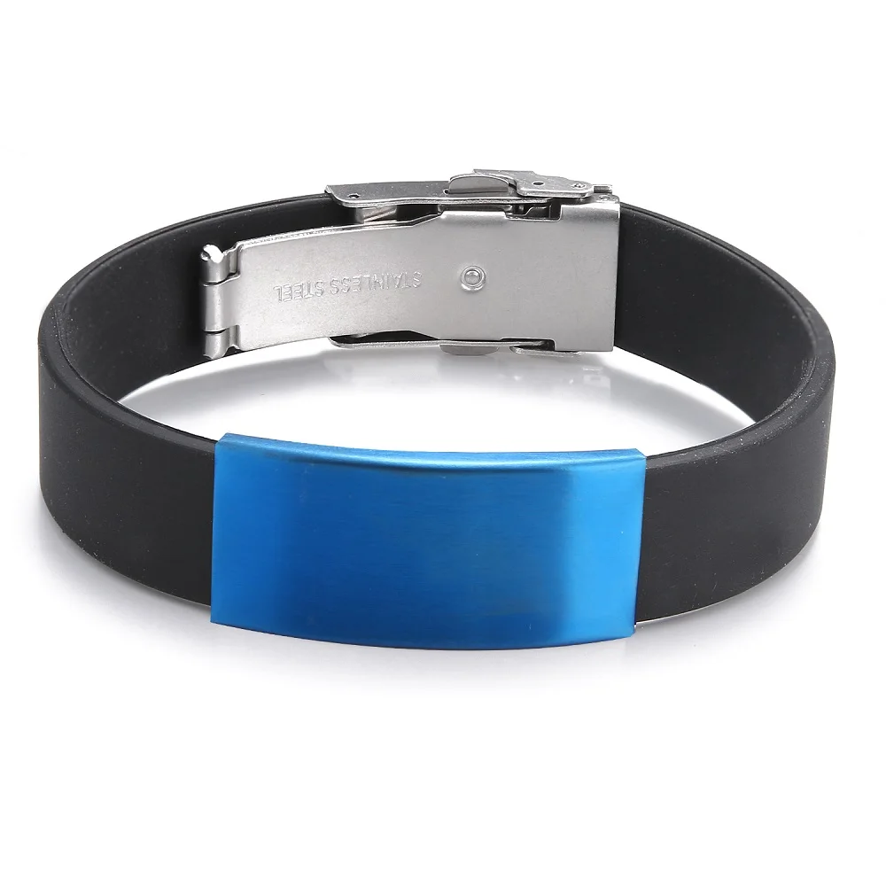 2024 Personalized Jewelry Stainless Steel Smooth Silicone Bracelet Vintage Titanium Steel Rubber Cuff Bracelet For Women Pulsera
