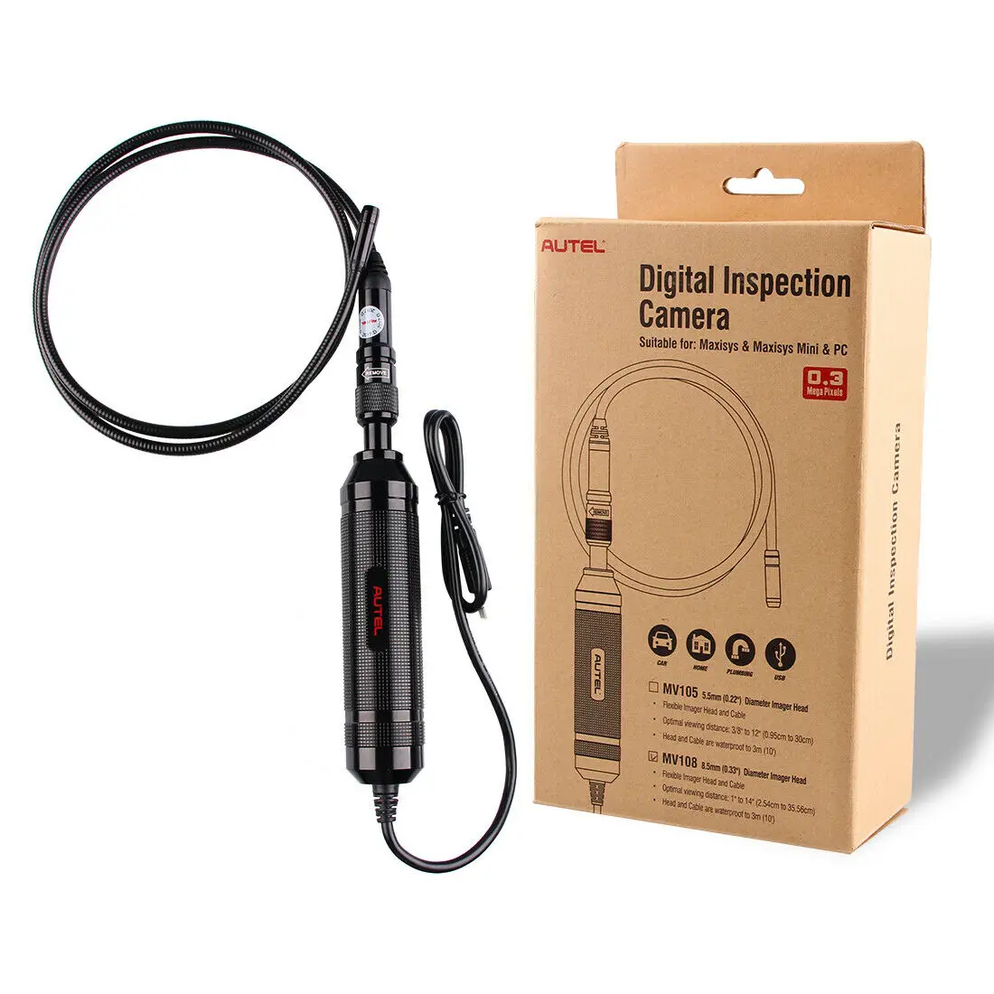 MaxiVideo MV108 8.5mm Digital Inspection Camera Work With Maxisys & PC Imager Head Diagnostic Video Scope Hight Quality