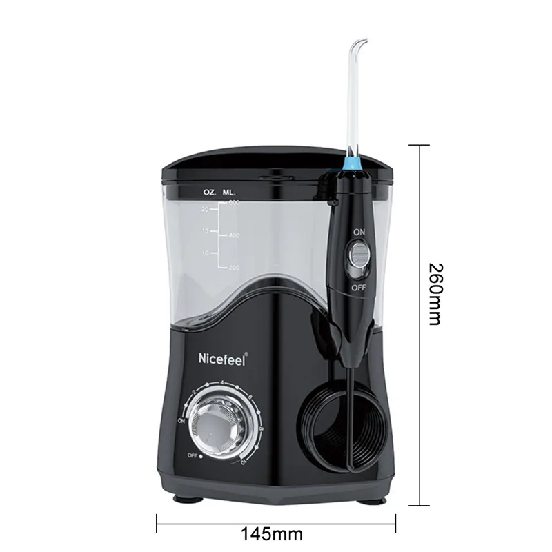 Nicefeel Oral Irrigator  Water Pulse Flosser Dental Jet Teeth Cleaner Hydro Jet With 600ml Water Tank and 7Nozzle Tooth Care