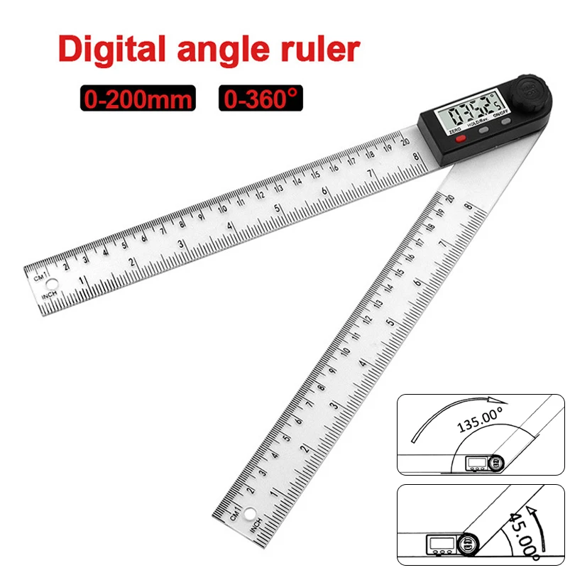

Цифровой транспортир, длина 200 мм, угломер, измеритель, транспортир, пластиковый Гониометр 360, инклинометр, измерительный инструмент