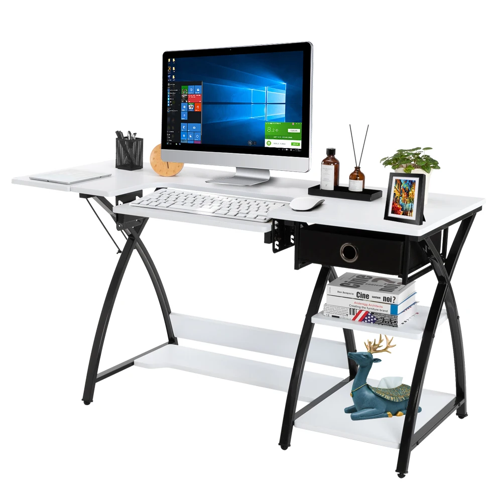 SCT-57 Sewing Machine Table Cutting Table Worktable Computer Table- White Computer Desk PC Laptop Study Table Workstation