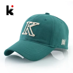 Męskie czapki tirówki Snapback czapki baseballowe z haftem K list czapka kobiety cztery pory roku oddychająca bawełna daszek kości Casquette