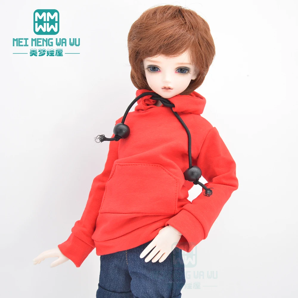 Fits1/6 1/4 BJD ropa para muñeca inteligente, suéter con capucha de moda, blanco, negro, rojo y rosa