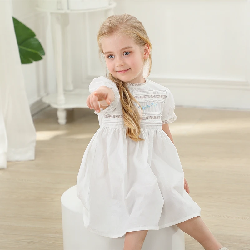 Boutique Romper Branco Do Bebê Menina, Feita À Mão, Flor Bordada, Macacão De Algodão, Macacão De Batismo Recém-nascido, Batizado Roupas Espanholas