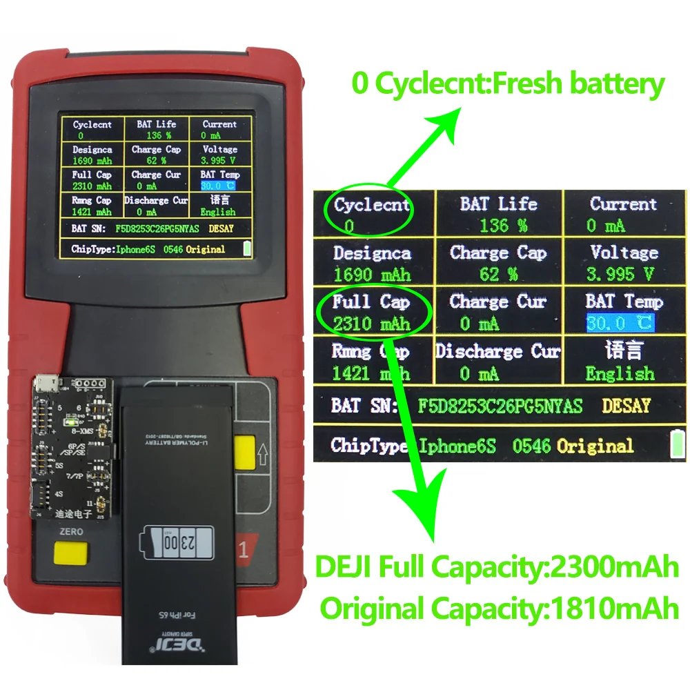 DEJI For iPhone 7 battery rechargeable batteries free phone repair tools 6s SE 8plus X 6plus replacement Bateria