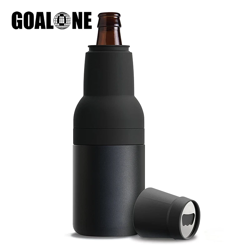 GOALONE 2 in 1 lattina per birra portabottiglie per birra in acciaio inossidabile a doppia parete isolata sottovuoto con apribottiglie BPA