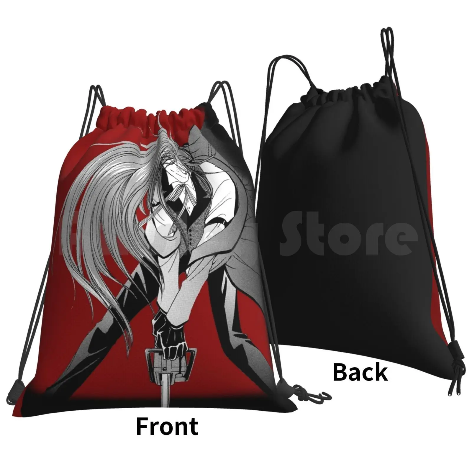 Manga Grell Sutcliff On Red Backpack Drawstring Bag Riding Climbing Gym Bag Black Butler Black Butler Grell Sutcliff