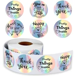 100-500Pcs Thank You for My Small Business Stickers Thank You Label Sticker Rainbow Silver Roll Adhesive Gifts Packaging Sticker