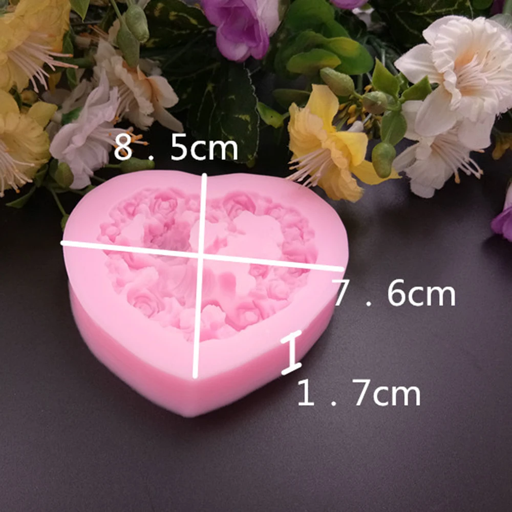 DIY Slicone Cake Mold Flower Rose Love Heart Angel Baby Fondant Soap Candle Cupcake Chocolate Baking Tool Mould