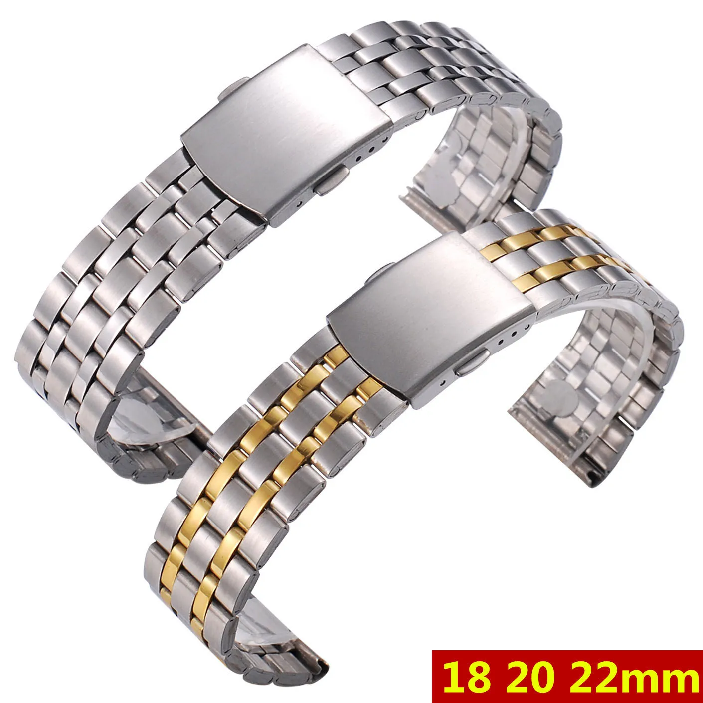 18mm 20mm 22mm Gold Silver Rose gold Stainless Steel Watch Band Strap Metal Bracelets For Men Women Wrist Watches Watchband