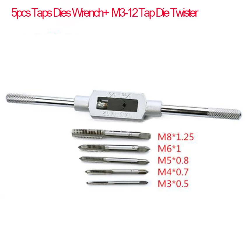1Set Harde Legering Staal Tap Sterven En Wrench Bit Set, Metaalbewerking Verstelbare Schroefdraad Carbon Hand Schroef Kranen