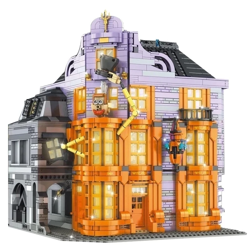 MOULD KING 16041 Streetview Building Blocks The Magic Joke Shop Model with Lights Bricks Diagoned Alley Toys Kid Christmas Gifts