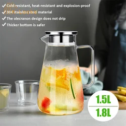 Large-capacity Transparent Glass Kettle Tea Water Jug Coffee Lemonade Pitcher Heat-resistant Explosion-proof Heatable Carafe