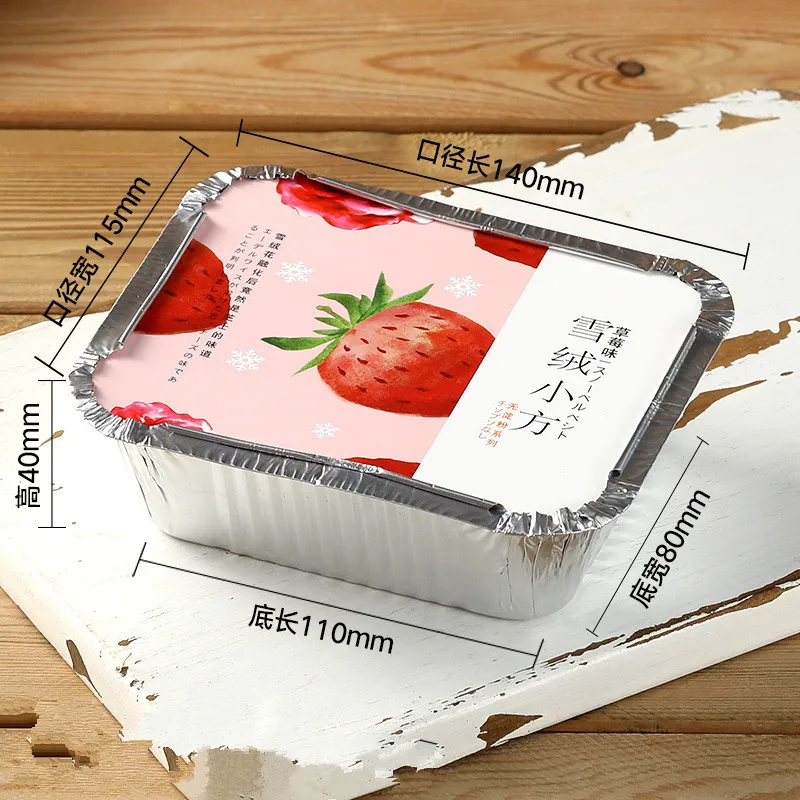 100pcs Net red square packaging box disposable cheese cake pastry box aluminum foil dessert Tiramisu cup with lid party favors