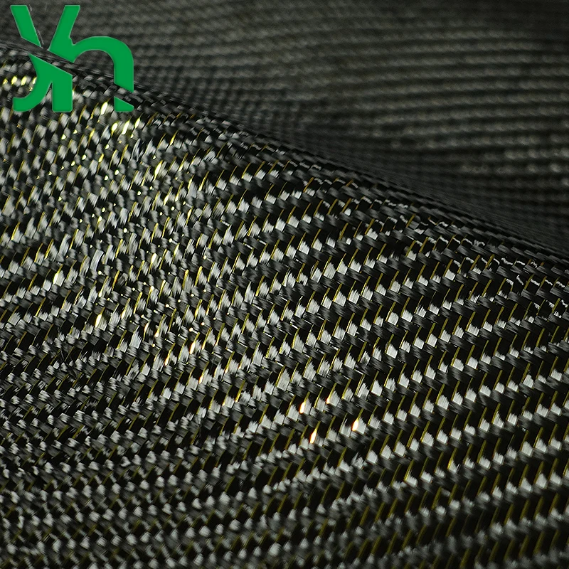 3k carbon fiber + golden metal wire, golden twill metal wire carbon fiber cloth, carbon fiber auto parts transformation