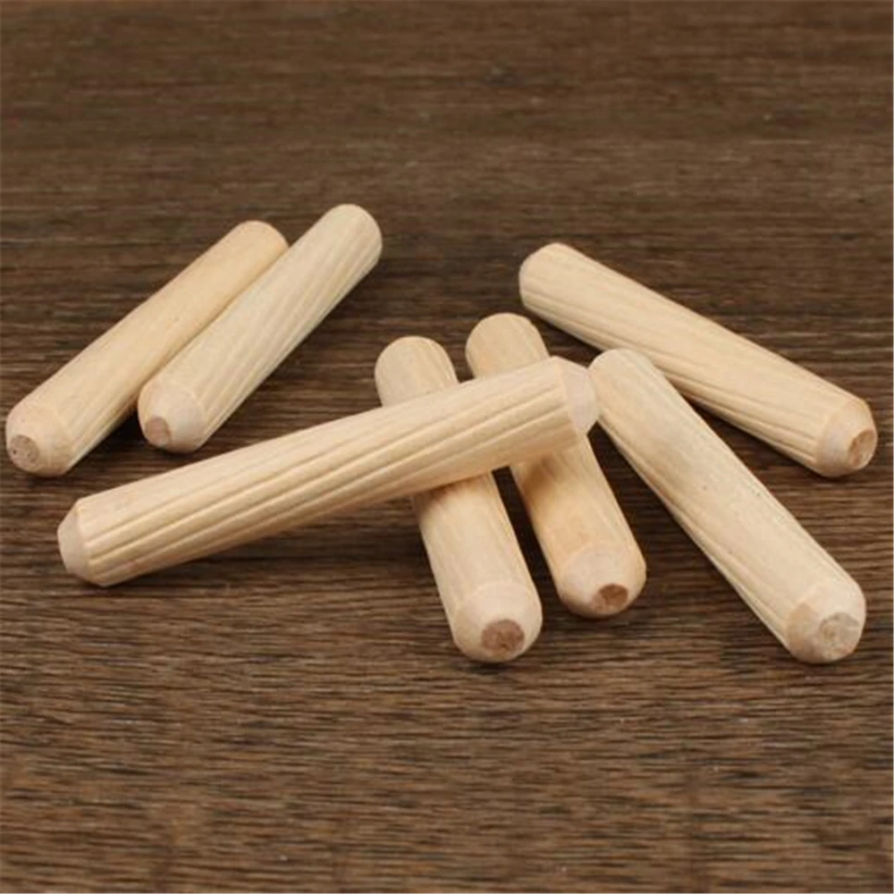 Bastone di legno rotondo pezzo di collegamento per mobili tappo per fori per la lavorazione del legno bastone di legno strumento per la lavorazione del legno con cuneo in scatola