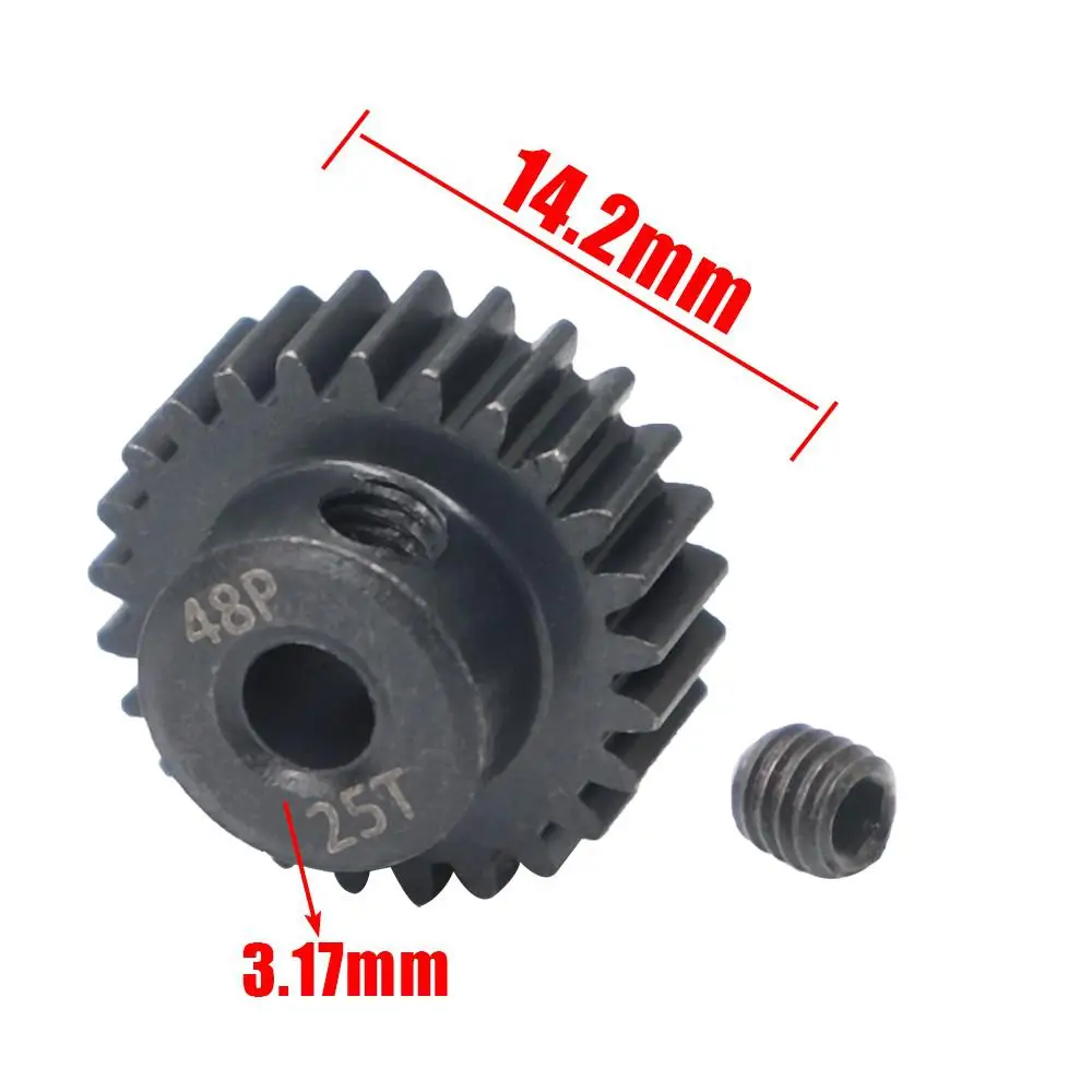 Set De 3 Engranajes De Motor RC M0.6 – Piñones De Acero Con Tornillos De Ajuste M3 – Diámetro 3.175 Mm – Compatibles Con HSP, Axial, RedCat Y Otros 1/10