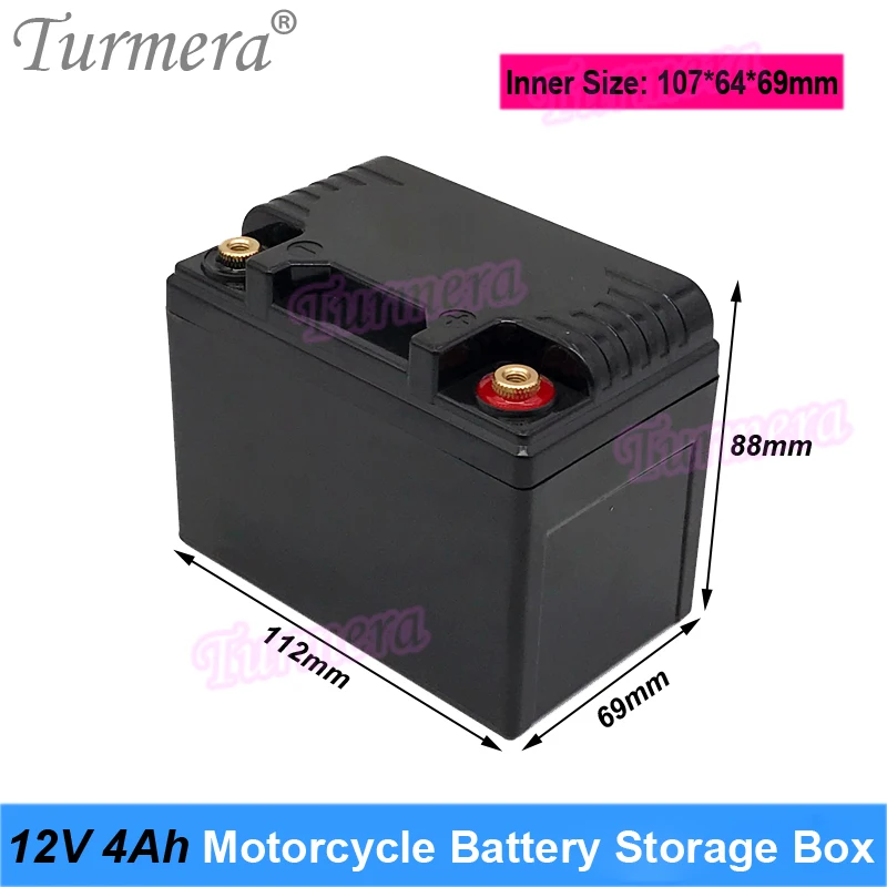 Turmera 12V 4Ah 5Ah Motorcycle Battery Storage Battery Box with Indicator Can Hold 10Piece 18650 or 5Piece 32700 Lifepo4 Battery