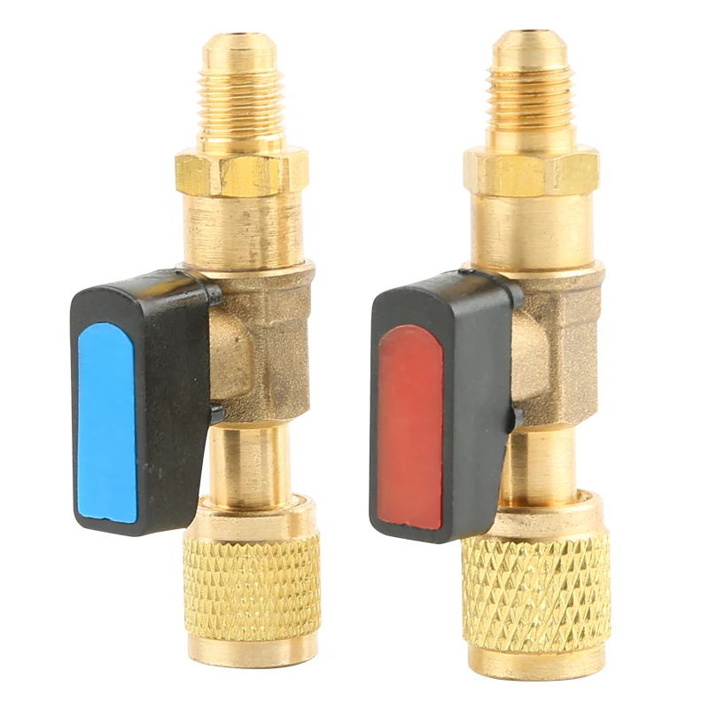 Adaptador de válvula de bola de cierre recto HVAC A/C para R134a R22 R12 R410a 1/4"