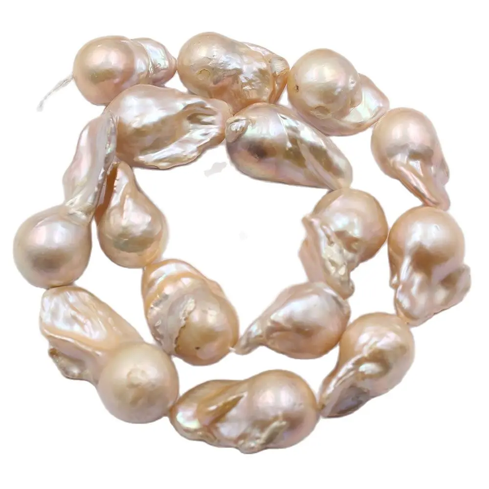 

APDGG 1 Strand 15x23-18x28mm Huge Natural Pink Baroque Pearl Strands Loose Beads For Necklace Bracelet Jewelry DIY