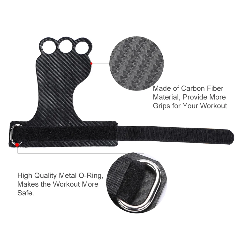 Carbon Gymnastics Hand Grips for Weight Lifting Crossfit Pullups Workout Palm Protector Gym Grip Gloves NEW ERGONOMIC DESIGN