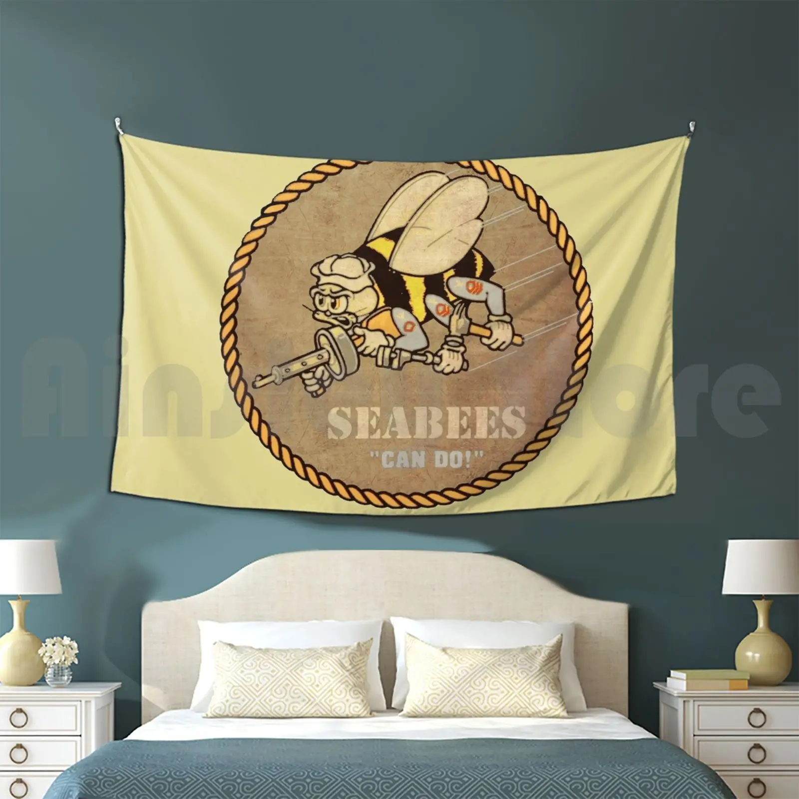 Seabees Ww2 Patch Customized Tapestry Seabees Ww2 Patch Bees Skull Bomber Number 7 Usa Airforce Boeing