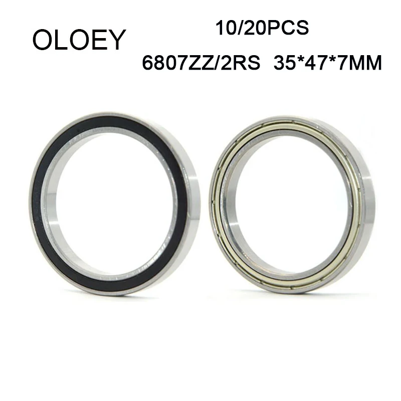 OLOEY 10/20Pcs 6807-2RS 6807ZZ ZZ ฿ RZ 2RZ แบริ่งบอลร่องลึก35X47X7มม.ทนต่อการกัดกร่อนและคุณภาพสูง