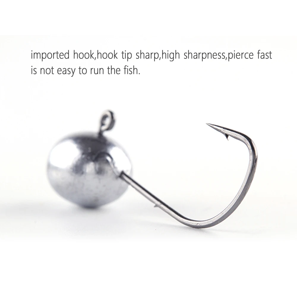 Bimoo 10PCS 2g 3g 4g 5g 90 Degree Oval Weighted Jig Head Jigs Hook Pesca Accessories Boat Fishing Tackle Soft Bait Worm Jig Hook
