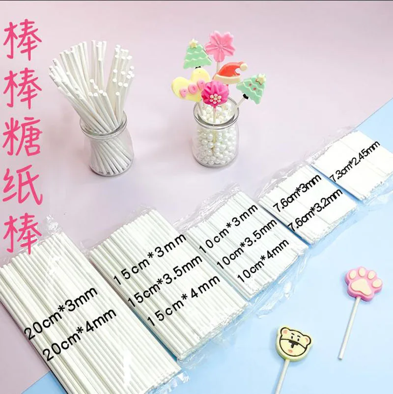 10 15 20cm 1000pcs Party Lollipop Stick Food-Grade Paper Pop Sucker Sticks CakePop For Lollypop Candy Chocolate Sugar Pole