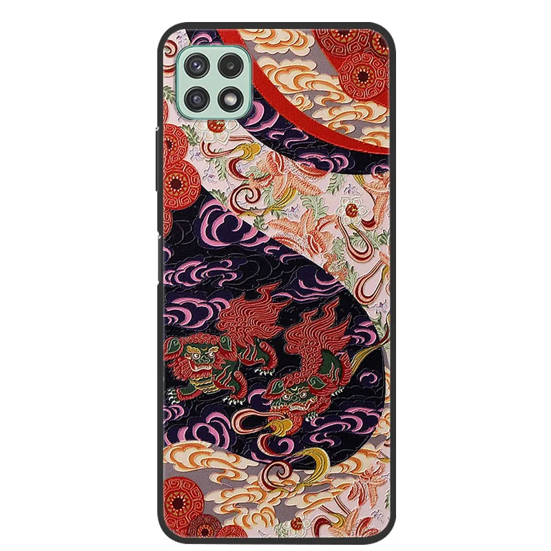 3D Relief Silicone Cover For Samsung Galaxy A22 A22s 5G A226B Phone Cases A 22 4G A225F Soft TPU Protective Fundas Black Cartoon