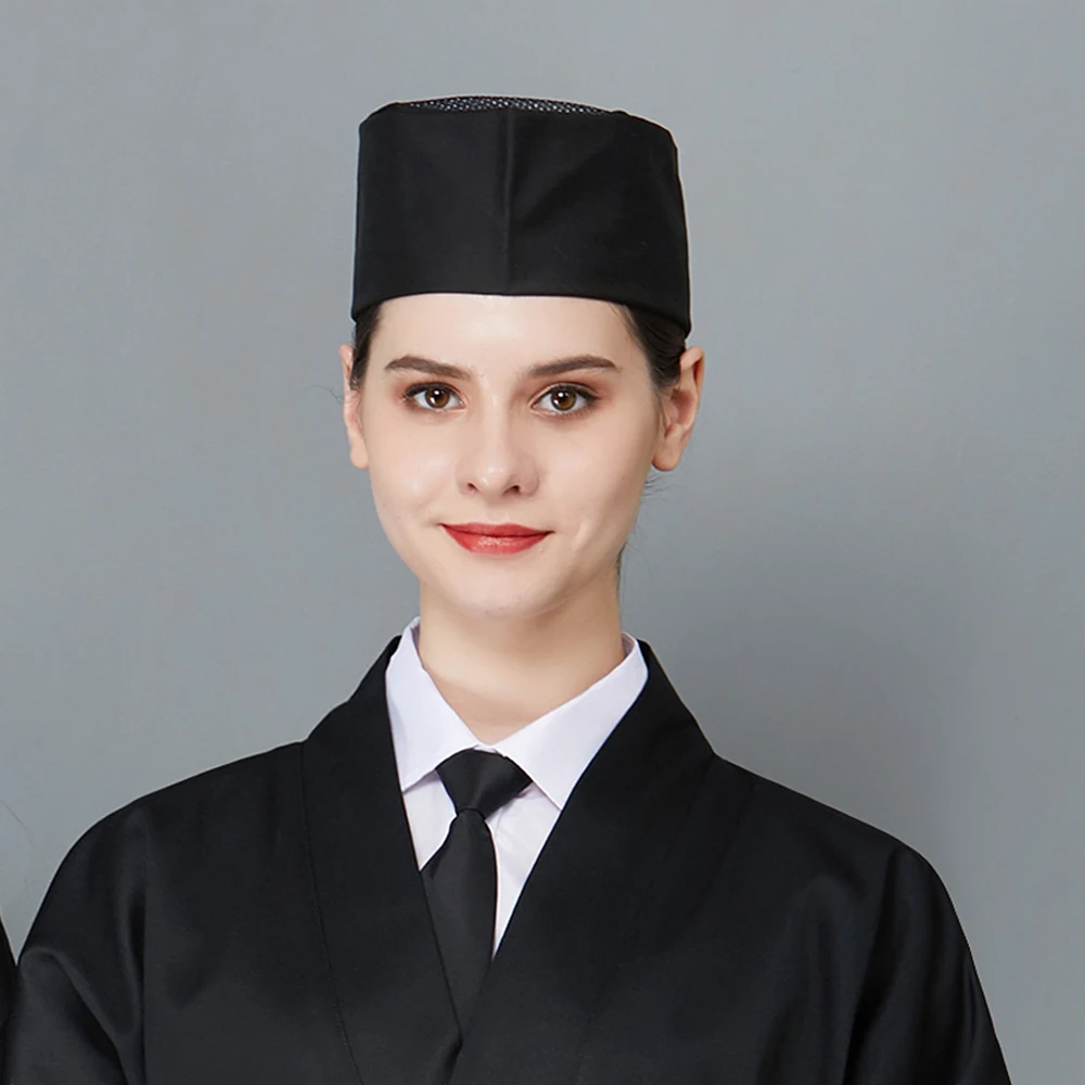 Sombrero de Chef de Japón y Corea del Sur para hombres y mujeres, gorra blanca de Sushi para restaurante, gasa para hornear comida, sombrero de trabajo, sombrero de camarero, sombrero de cocinero transpirable