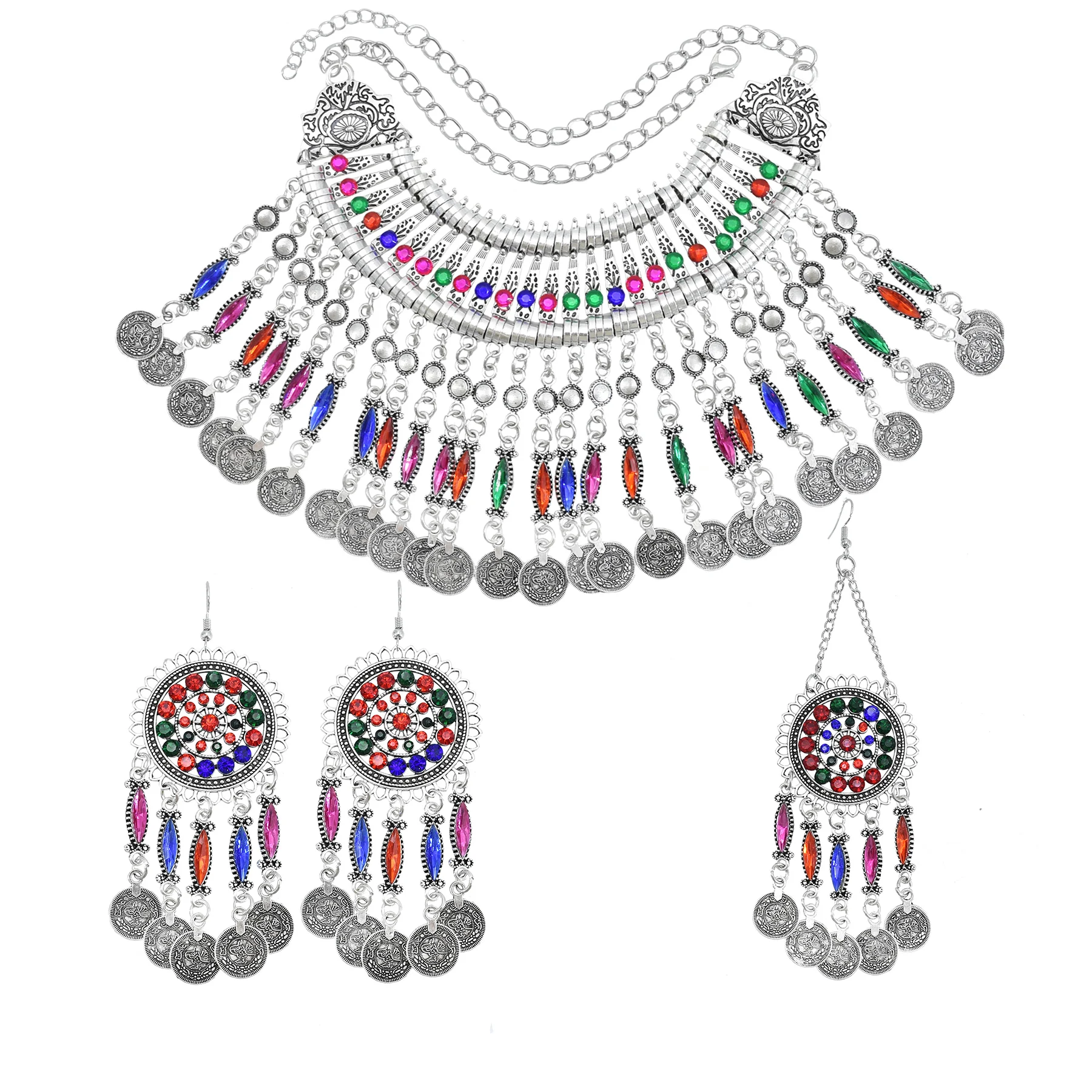 Turkish Bohemian Coin Necklaces Earrings Belly Chains Hair Clips Jewelry Sets for Women Afghan Indian Festival Party Jewelry