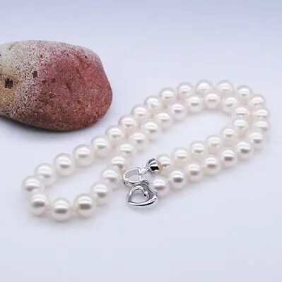 

genuine 8-9mm white Freshwater cultured natural AAA Pearl necklace 18"