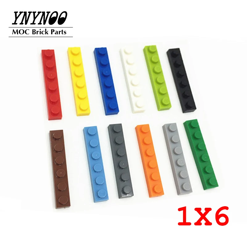 

100PCS Thin Bricks Plate 1x6 Dots Building Blocks 13Colors Educational Creative Size DIY Toys for Children Compatible with 3666