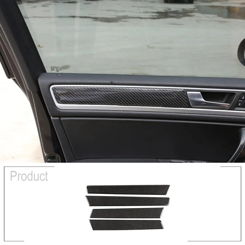 

4Pcs Soft Carbon Fiber 3D Sticker Inner Door Decoration Panel Cover Trim Interior Accessories for Volkswagen Touareg 2011-2018