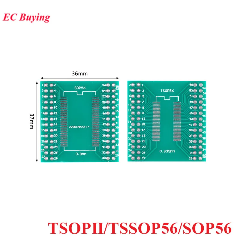 5Pcs/2pc TSOPII TSSOP56 SOP56 Transfer Board Adapter PCB Pinboard SMD To DIP Pin IC Test Plate 0.8 2.54mm Pitch Converter Socket