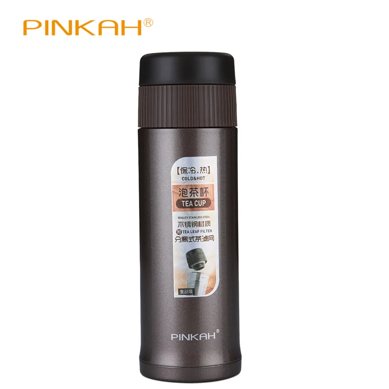 Pinkah Thermos 500ml With Tea Coffee Filter 2-Layer 304 Stainless Steel Vacuum Thermal Water Bottle Leakproof Travel Coffee Mug