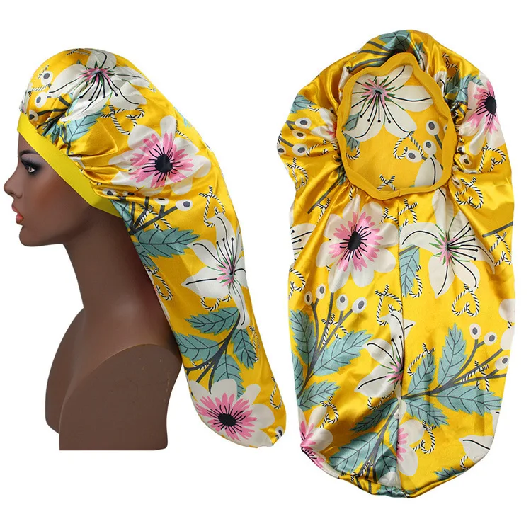 Frauen Satin Bonnet Schönheit Druck Satin Seide Motorhaube Schlafen Nacht Kappe Motorhaube Hut Motorhaube Satin Cheveux Nuit Bonnets Für Frauen – Detail 6