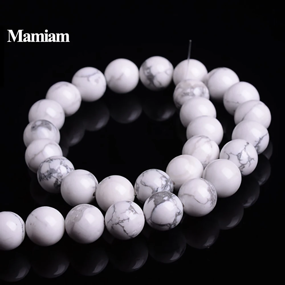 Mamiam Natural 6-12mm Howlite Beads Smooth Round Loose Stone Diy Bracelet Necklace  Jewelry Making Gemstone Gift Design