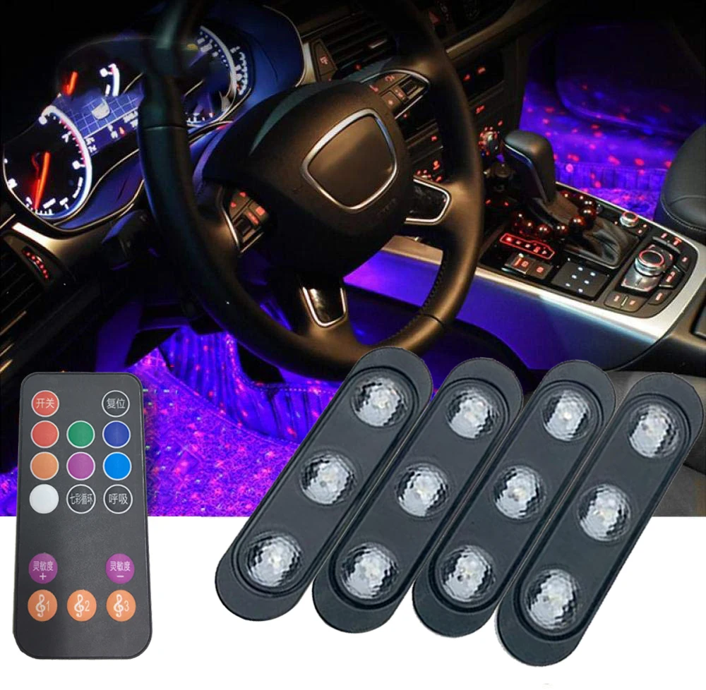 Car LED Atmosphere Ambient Star RGB Colorful Remove Control Light Starlights Of Car Seat Bottom Auto Interior Decorative Lamp