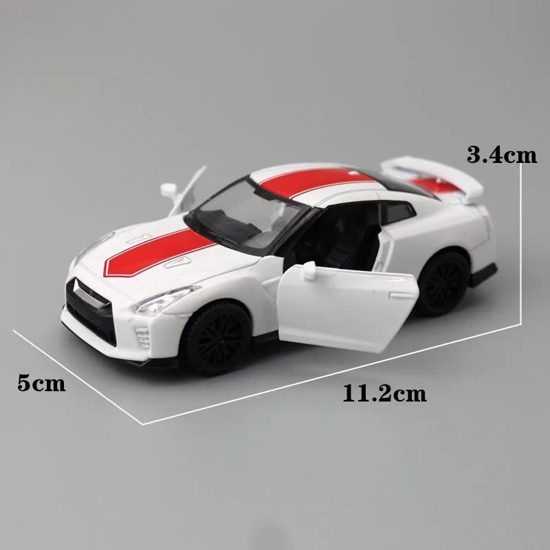 1/42 Nissan GT-R R35 Super Race Toy Car Model For Children Diecast Metal Miniature Pull Back Collection Gift Kid Boy Match Box