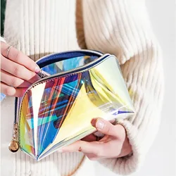 Thickened Semicircle Laser PVC Cosmetic Bag Transparent Waterproof Colorful Shell Wash Storage Makeup Brush Bag Pencil Case