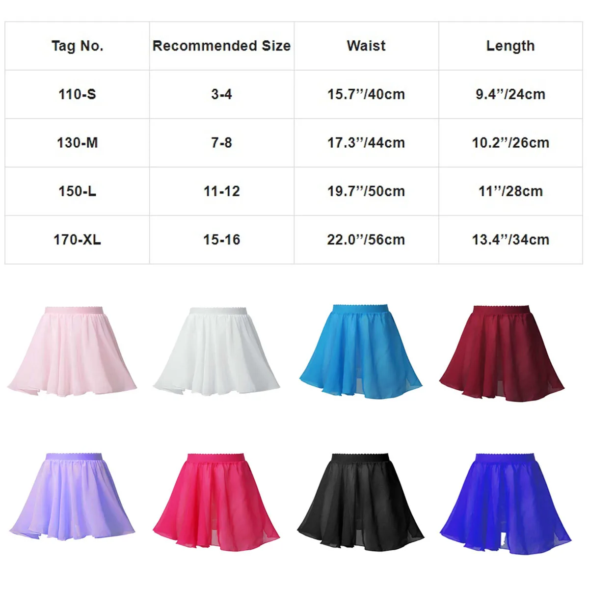 Kids Girls Ballet Dance Chiffon Skirt Stylish Elastic Waistband Solid Ballerina Veil Skirt Dancewear Stage Performance Costume