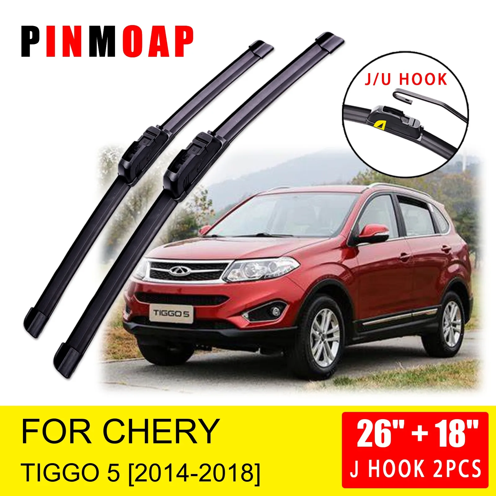 

For Chery Tiggo 5 Tiggo5 2014 2015 2016 2017 2018 Front Wiper Blades Brushes Cutter Accessories U J Hook