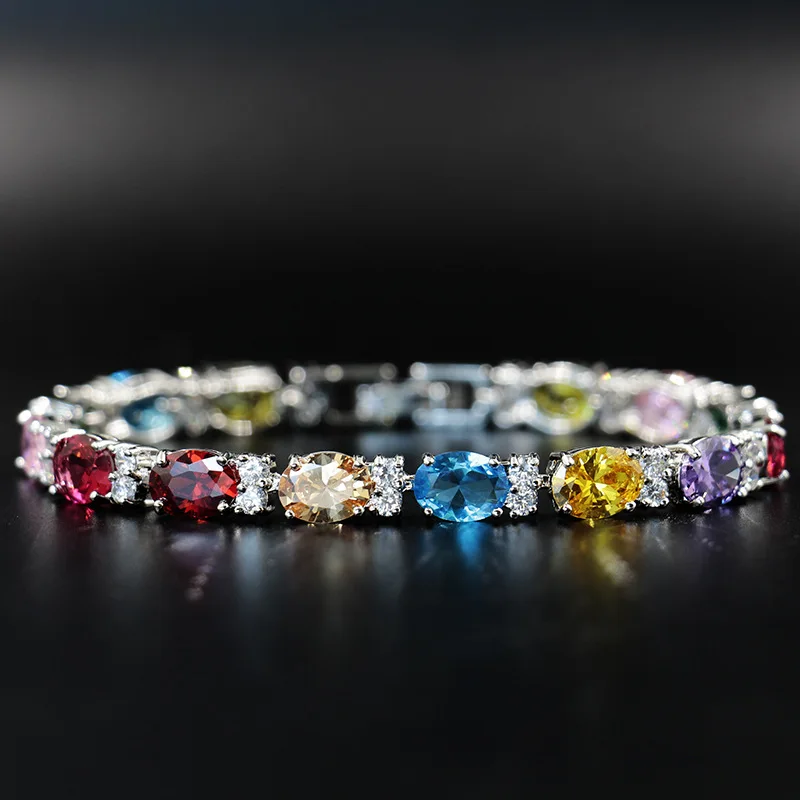 Cellacity Silver  Jewelry Gemstones Bracelet for Women Oval Zircon Trendy Female Fine JewelryValentine\'s Day gift Wholesale
